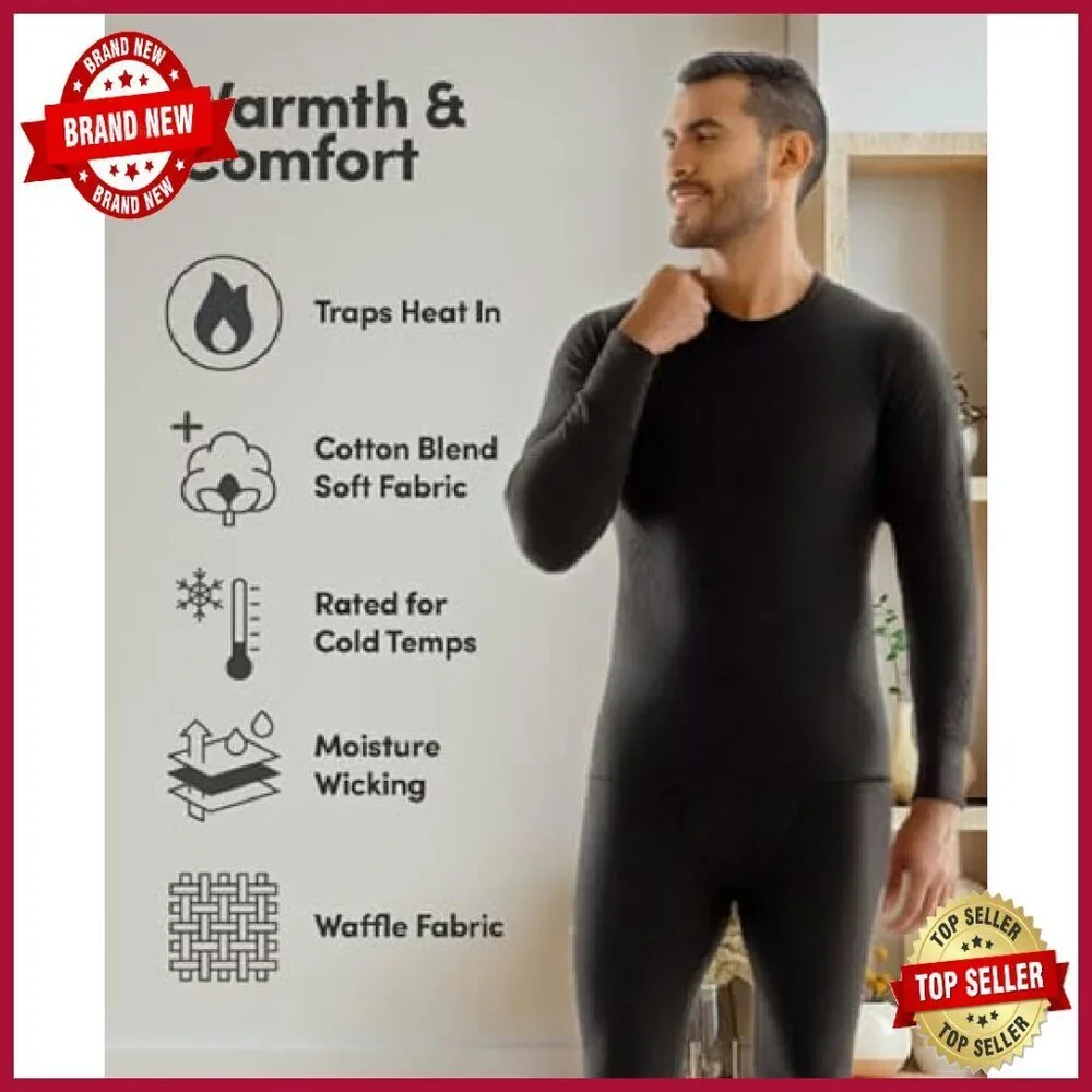 Men's Thermal Underwear Set Recycled Waffle Knit Moisture-Wicking